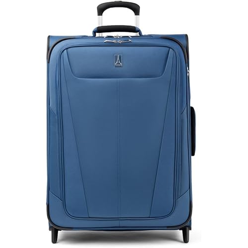 Travelpro Maxlite 5 Softside Expandable Upright 2 Wheel Checked Luggage, Lightweight Suitcase, Men and Women, Ensign Blue, Checked Medium 26-Inch