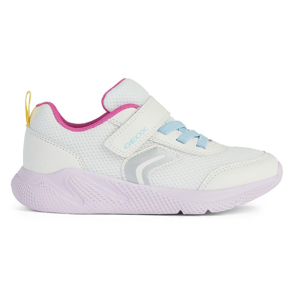 Geox Girls' J Sprintye Girl Trainers, White Multi-Coloured, 6.5 UK