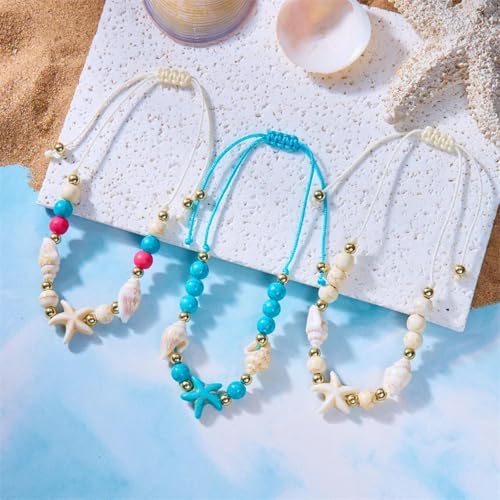 Bracelet en perles de cristal bohème avec coquille et étoile de mer pour femme - 4