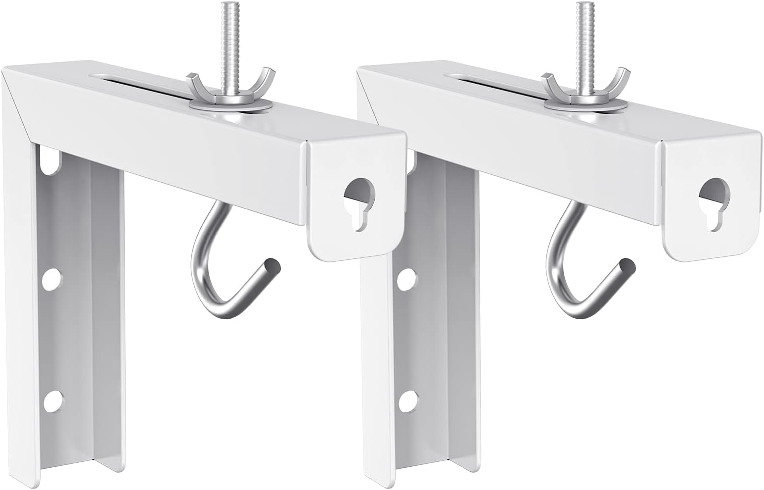 WALI Universal Projector Screen L Bracket Wall Mount 6" Adjustable Extension Hook Manual Spectrum Up to 66 lbs 30kg (PSM001) White
