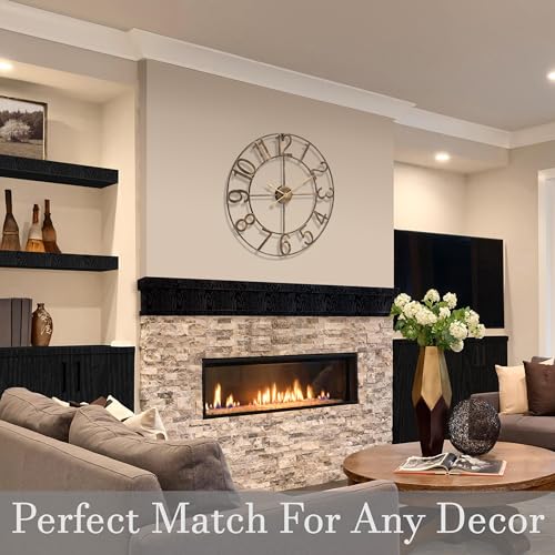 Sorbus Large Wall Clock, Metal Frame, Battery Powered (24 Inch, Bronze) - image 3