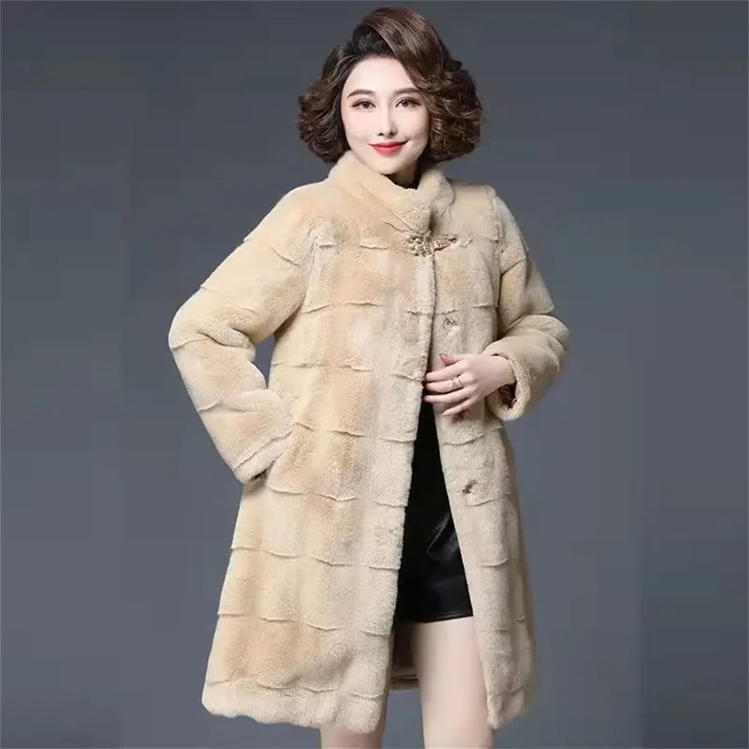 Chaqueta de invierno para mujer de mediana edad y ancianos, parka cálida y holgada, color albaricoque, talla XXL, albaricoque, XXL