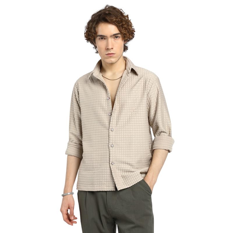 Image of CAHOOT Men's Shacket for Casual Wear | Spread Collar | Long Sleeve | Button Closure | Overshirt /Shacket Crafted with Comfort Fit for Everyday Wear