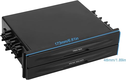 Miniatura 8 de Caja de almacenamiento de radio de coche,Bolsillo de radio DIN único,Multiuso ABS Universal 1DIN 2 Capa Negro Portavasos para recoger artículos