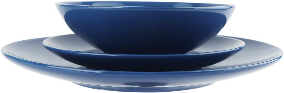  |  Basics 18-Piece Stoneware Dinnerware Set - Royal Blue, Service for 6: Dinnerware Sets