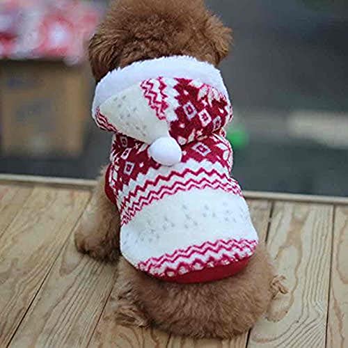 SAMGU Vêtements de Noël Hoodie Pull Manteau en Velours à Capuche pour Chien Motif Flocon de Neige Veste Gilet Color Rouge Size Large – Image 4