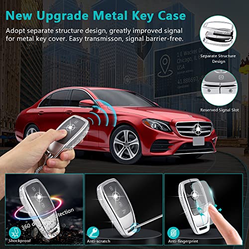 Pifoog Glitter Key Cover For Mercedes Benz Accessories Crytsal Keys Case Protector Car Key Shell Compatible Mercedes Amg C E A G Cla Cls Gla Gle Glc S Class Smart Keys Metal #TOP3
