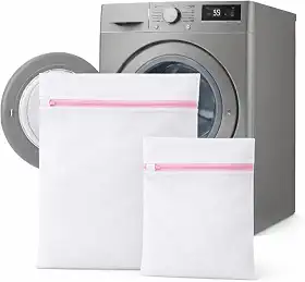 Kit 2 Sacos Para Lavar Roupas Delicadas Na Máquina De Lavar Com Zíper Perfeito Para Roupas Íntimas Proteção Contra Danos e Desgaste