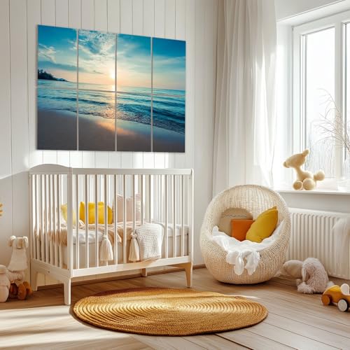 8 paneles acústicos artísticos con diseño de silueta hermosa de atardecer en mar tropical, paneles decorativos absorbentes de sonido de 48"x32", reducción de ruido para oficina miniatura 6