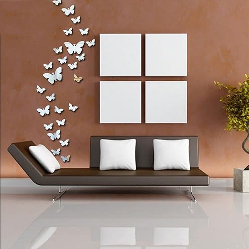 Miniatura 6 de 25 calcomanías de pared de espejo de mariposa 3D, calcomanías de pared acrílicas extraíbles para decoración de pared, decoración del hogar