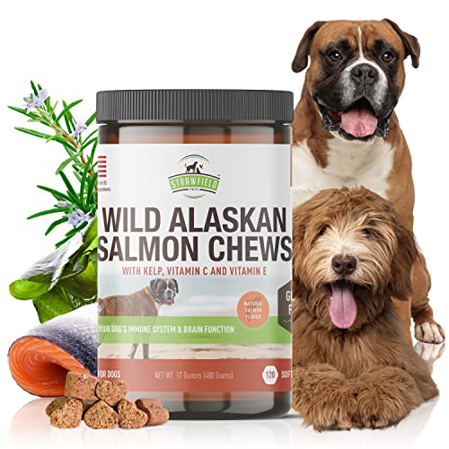 Salmon Dog Chews | Omega 3 Fish Oil Chews With Wild Alaskan Salmon Oil | Skin & Coat + Seasonal Allergy Support | Hip & Joint Dog Supplement + Epa & Dha | Made In Usa #TOP21