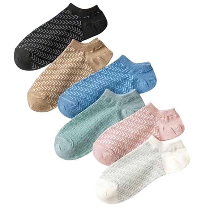 Women Patterned Ankle Socks Low Cut Cotton Socks Soft Breathable Daily Casual Sports Use Pack (pack of 6) Multicolor-image-20