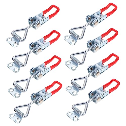 HOLIDYOYO 8 Pcs Box Adjustment Buckle Pull Clamp Toggle Hasp Clamp Clamps Heavy Duty Toggle Clamps for Woodworking Adjustable Toggle Hardware Pull Release Latch Clips Galvanized Iron Red