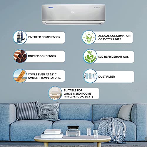 Image of Blue Star 2.0 Ton 5 Star Inverter Split AC (Copper, Dust Filter, IA524DLU, White)