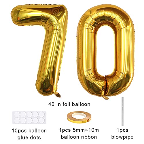 Xihuimay Nummer 70 Ballonnen 40 "Digitale Ballon Alfabet 70 Verjaardag Ballonnen Cijfer 70 Helium Ballonnen Grote Ballonnen voor Verjaardag Feestartikelen Bruiloft Bachelorette Bruids Douche, Goud Nummer 70 - Image 3
