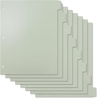 Buqoo 3 Ring Binder Dividers with 8 Writable Tabs | Sturdy Sage Green Plastic Index Dividers, Letter Size 8.4"x10.9" for School, Office, Planner & Journal