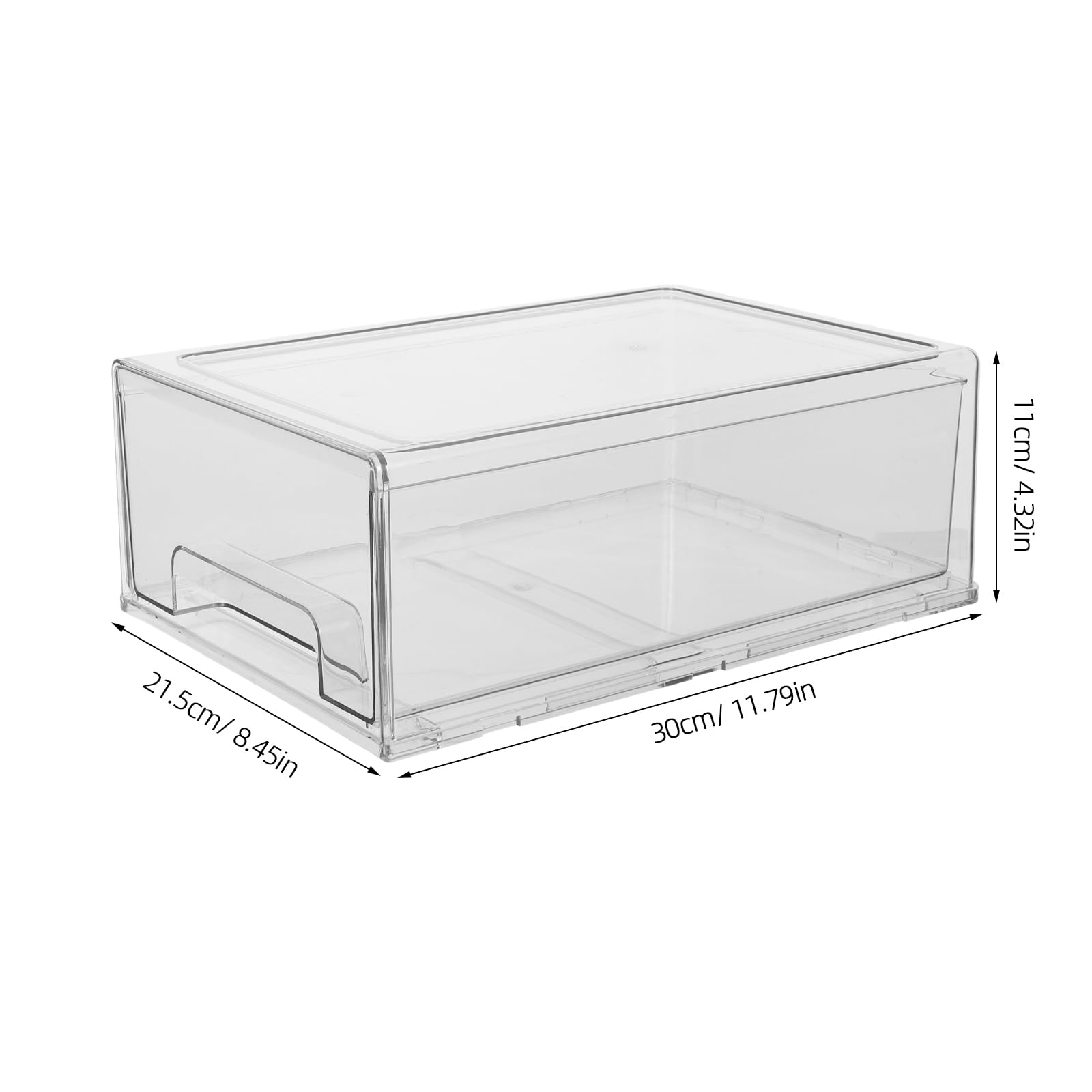 Vaguelly Cajón de almacenamiento apilable, caja de acrílico transparente, organizador de maquillaje, joyas, oficina, papelería, tocador, armario de baño, organización de despensa.