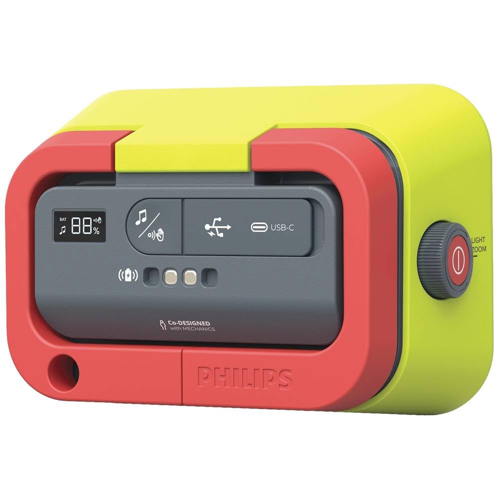 Philips LED-Arbeitsleuchte Xperion 6000 Flood Audio, wiederaufladbarer LED-Strahler mit Zoom- und dimmbarem Flut- und Spotlicht, Bluetooth Lautsprecher, 1000lm, Gestensteuerung, Powerbank Funktion