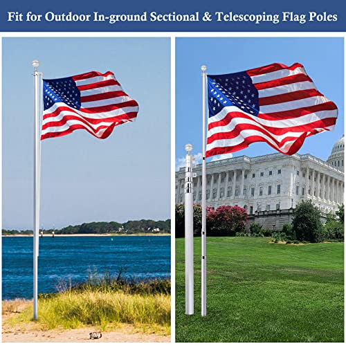 Nq Flagpole Top Replacement Kits - Silver Aluminum Flagpole Ball Topper Ornament And Flagpole Truck With Nylon Pulley, Fit 1.6" To 2" Diameter Us Flag Poles (2" Truck & 3" Silver Ball) #TOP6
