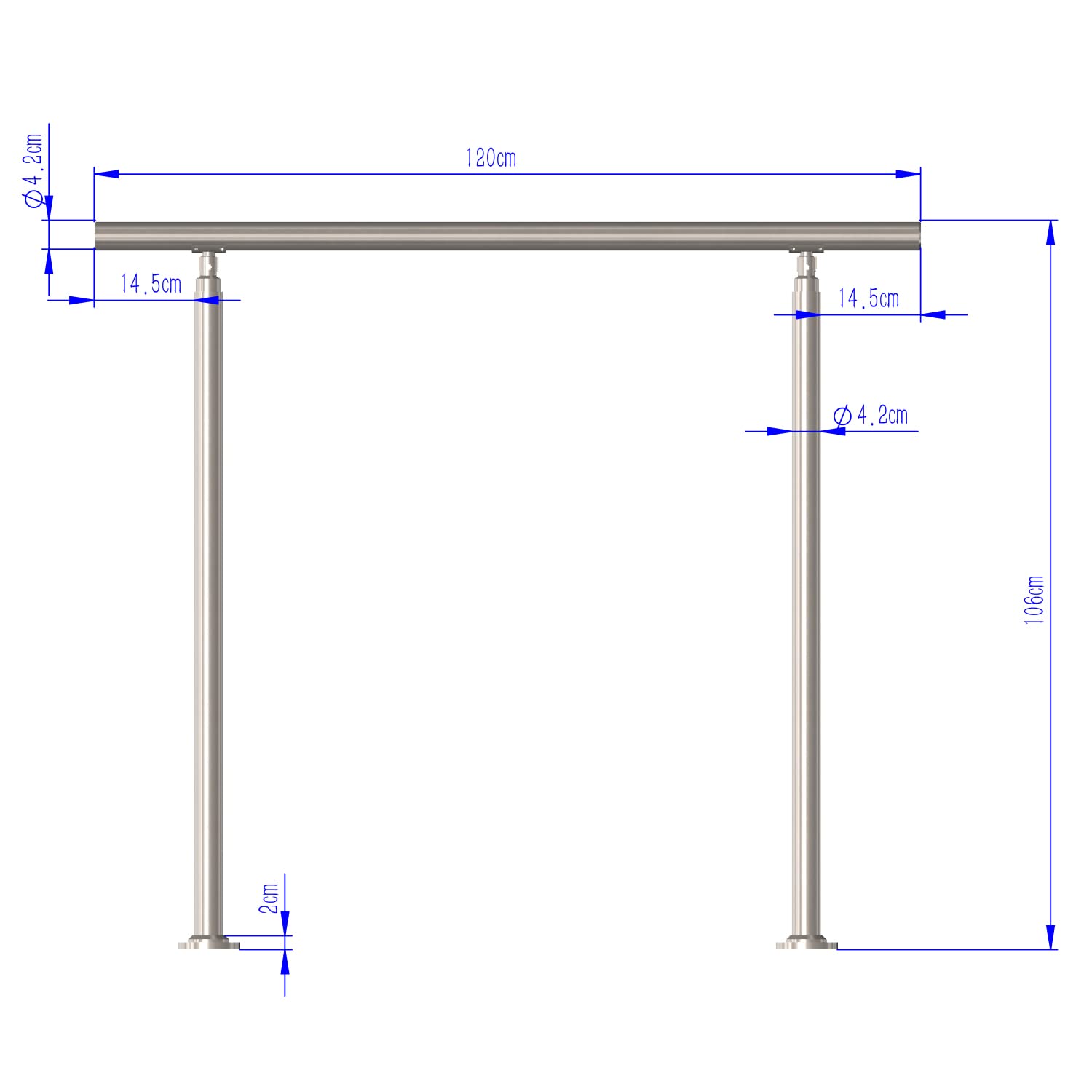 Edelstahl Handlauf Geländer für Treppen Brüstung Balkon ohne Querstreben - Innen und Außen Handlauf Geländer Treppengeländer Edelstahl Brüstung Balkon (120CM, ohne Querstreben)