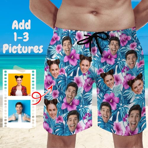 Custom Funny Mens Swim Trunks Personalized Beach Board Shorts with Face Customized Swim Shorts Bathing Suit Gifts for Men Dad2