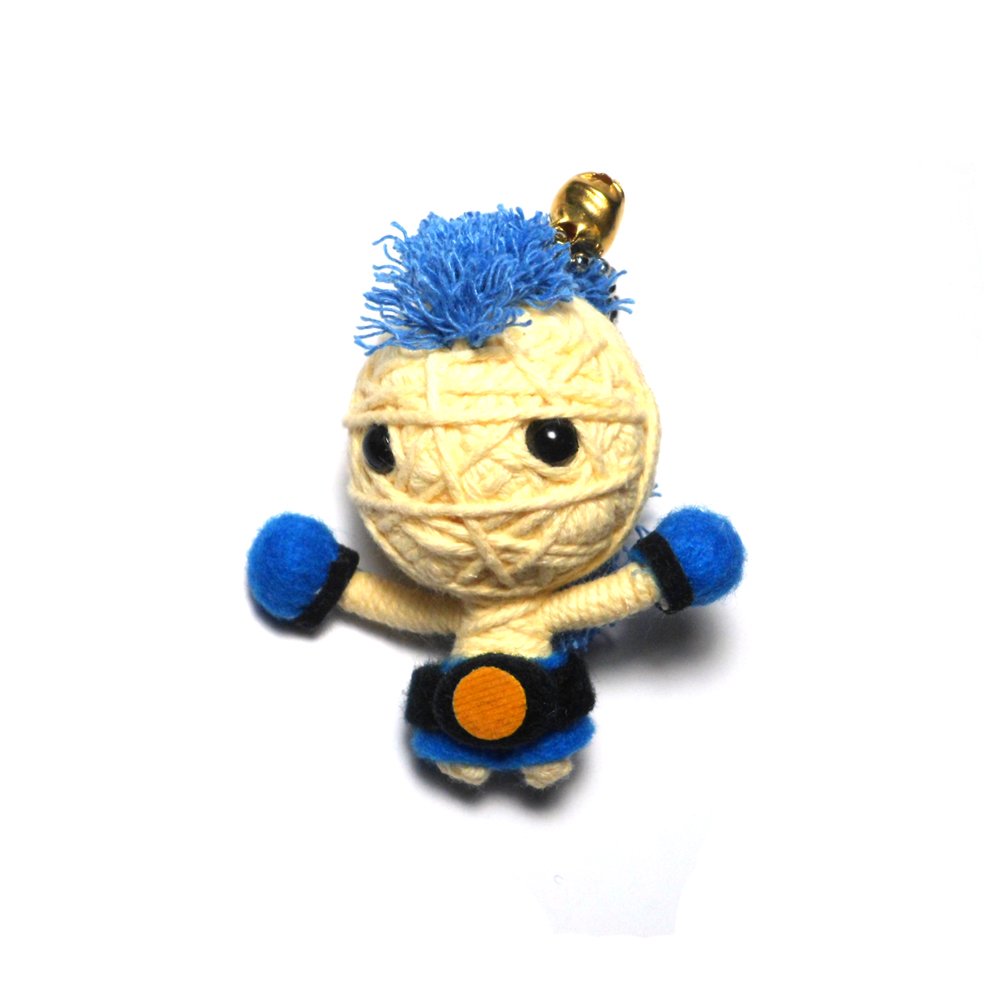 String Voodoo Dolls Champion Blue Boxing Muay Thai Keychain 2.5