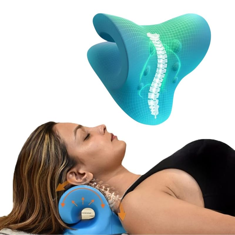 Image of Advance Neck Support Stretcher for Pain | Neck Pain Relief Product | Cervical Traction Device | Neck and Shoulder Relaxer | Massage Relaxer Accupressure Chiropratice (Blue,Women)