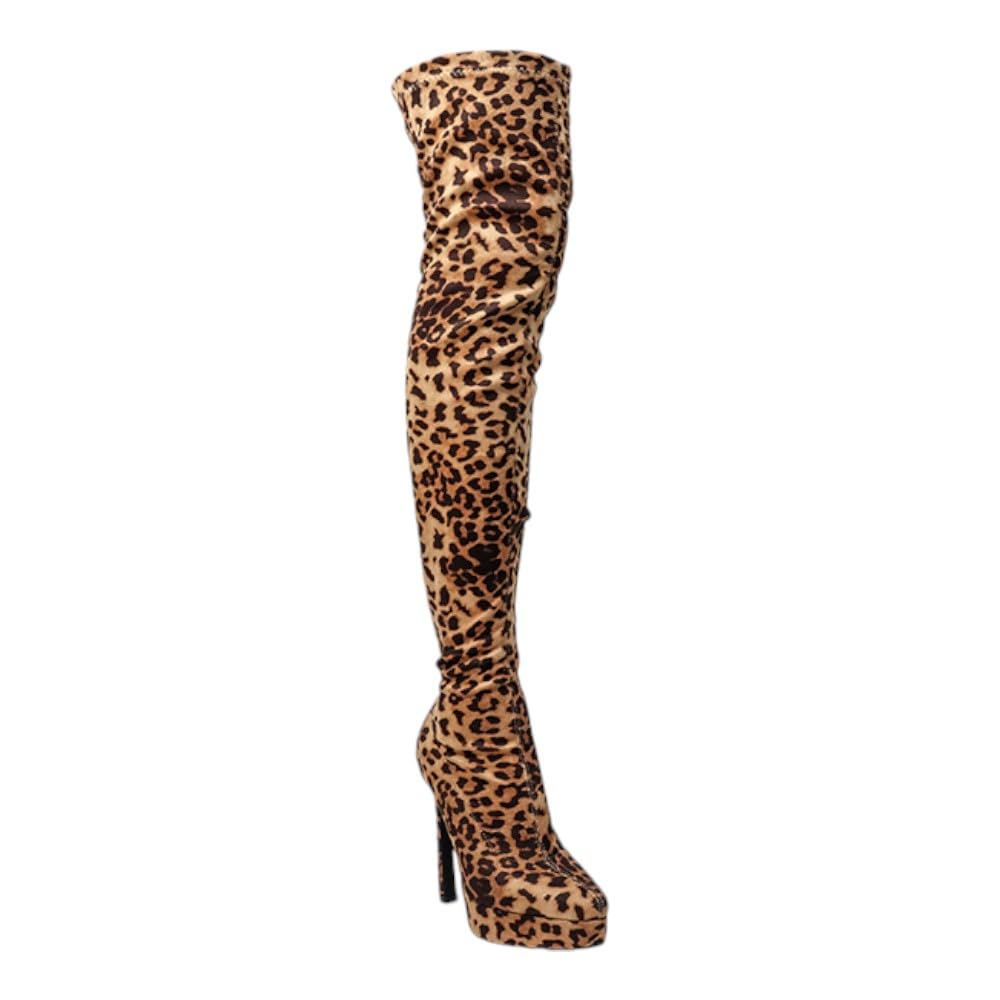 Liliana Womens Over Knee High Stiletto Platform Heel Thigh High Boots