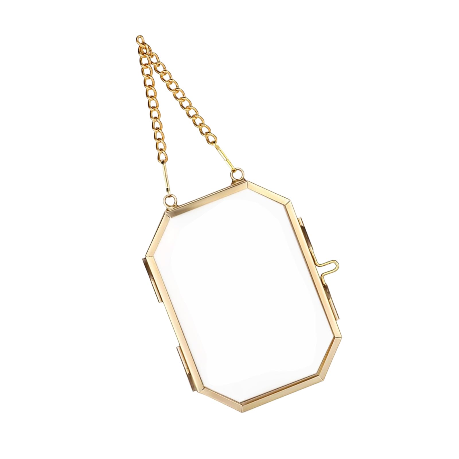 Buxuaaaa B Uxuaaaa Octagonal Glass Pressed Flower Frame Home Decoration Floating Photo Frame With Metal Chain For Dried Flower Plant Octagonal Topological