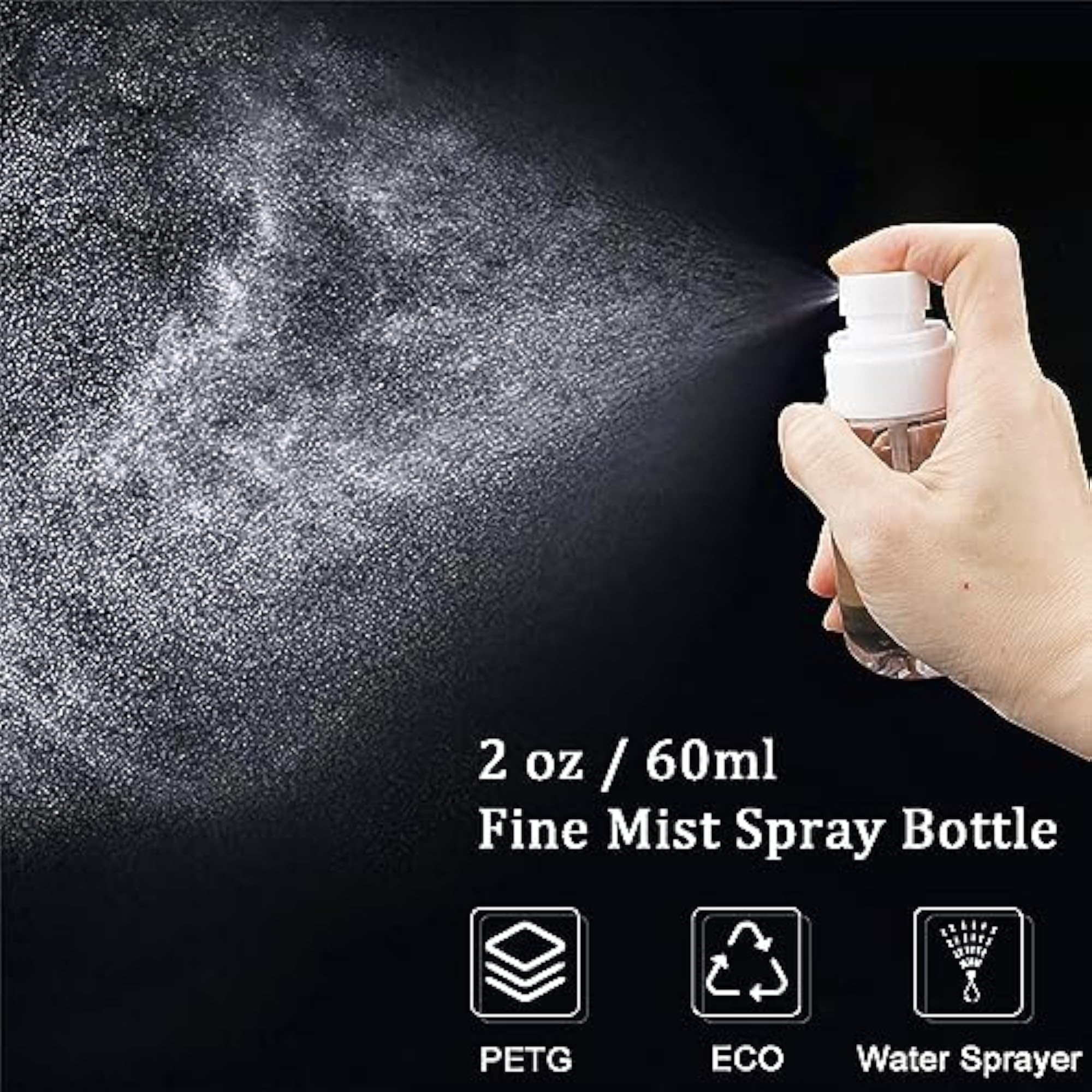 Fine Mist Travel Spray Bottle, 2oz, 2Pack
