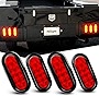 Nilight - TL-07 6 Inch Oval Red Led Trailer Tail Lights 4PCS 10 Led with Flush Mount Grommets Plugs IP67 Waterproof Stop Brake Turn Trailer Lights for RV Truck