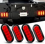 Nilight - TL-07 6 Inch Oval Red Led Trailer Tail Lights 4PCS 10 Led with Flush Mount Grommets Plugs IP67 Waterproof Stop Brake Turn Trailer Lights for RV Truck
