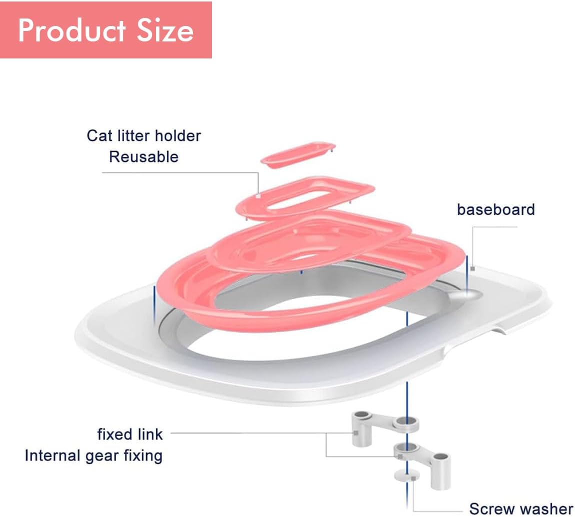 TROUVAILLE Cat Toilet Seat Training Kit, Cat Toilet Training System with Inner Support, Teach Cat to Use Toilet, Reusable Cat Toilet Trainer for Home Pet Shop, Pink