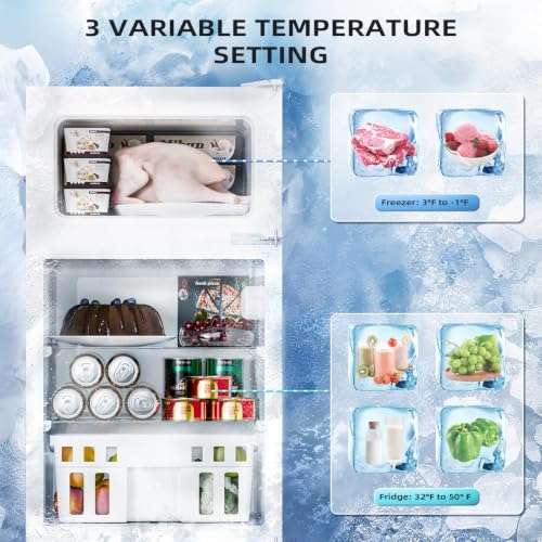 Image of Antarctic Star 3.1 Cu.Ft.Compact Refrigerator with Freezer,Mini Fridge 2-Door with Adjustable Removable Shelves,For kitchen /Apartment /Dorm /Office,WHITE