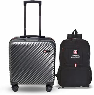 Swiss Military Combo of (LTB8_LBP6) 39L Laptop Overnighter Trolley &amp; Black Foldable 13.2L Laptop Backpack,Combination Loc...