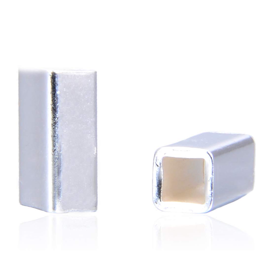 50pcs Adabele Authentic 925 Sterling Silver Hypoallergenic Sleek Long Square Tube 7mm Loose Connector Beads (Large Hole 2mm) for Jewelry Making SS373