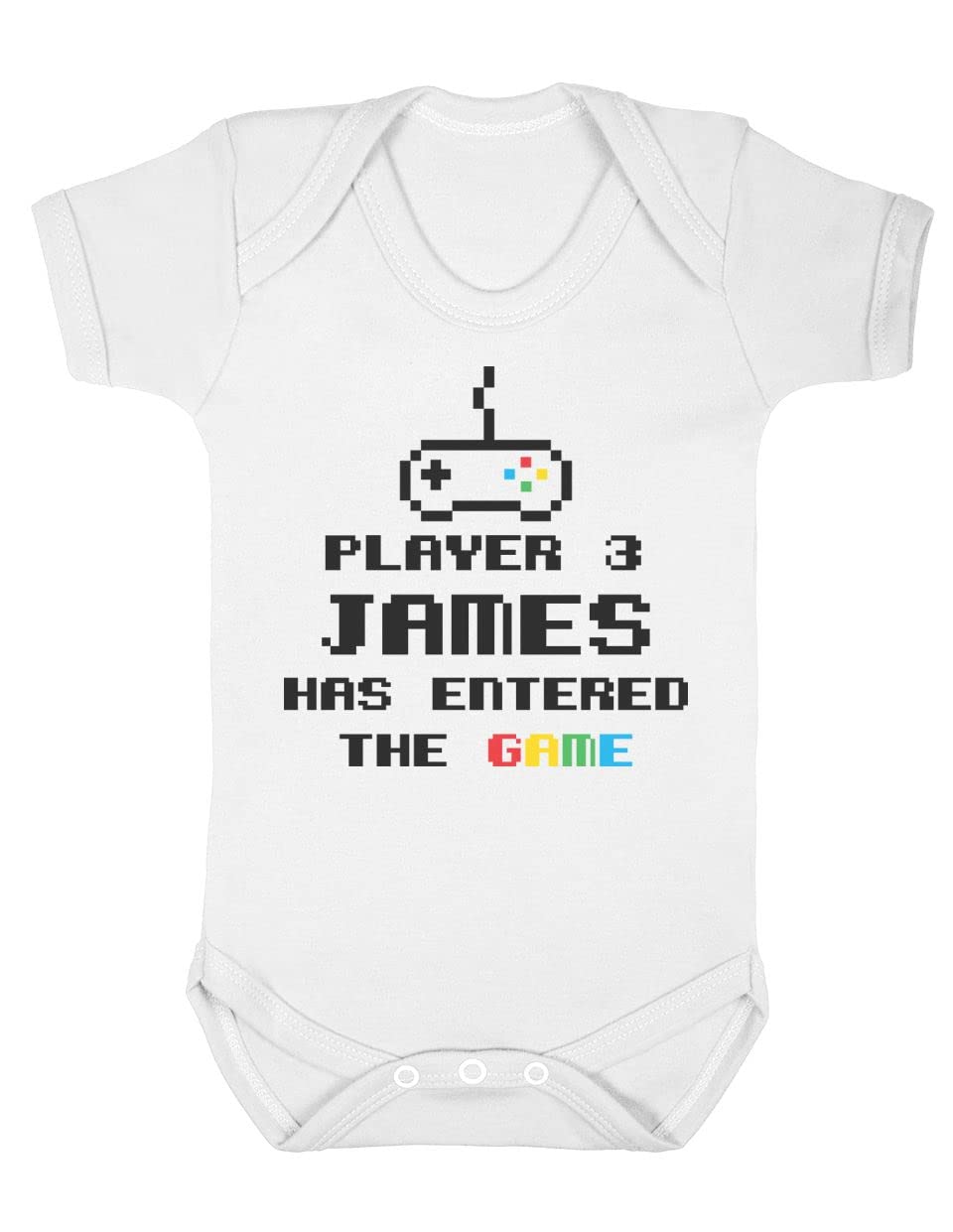 Personalised Baby Baby Grow Bodysuit Vest - Player 3 4 or 5 Has Entered The Game(White, 6-12 Months)
