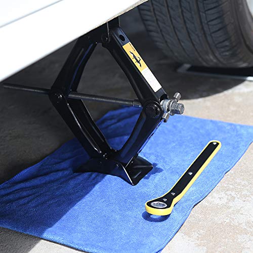 LEADBRAND Black Scissor Lift Jack, 1.3 Tons (2866lbs.) Capacity with Strength-Saving Design Handle, Rachet Handle - Thumbnail 4