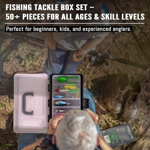 Image of 448-Pcs Fishing Lures Kit - Complete Large 3-Layer Tackle Box Set with Hooks, Weights, Bobbers, Pliers, Rigs, Leaders & Accessories for Men, Kids, Beginners, Gear gift choice for Fathers Day