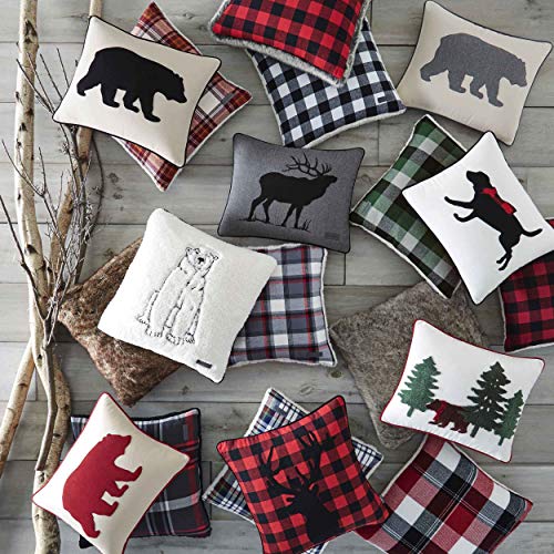 Image of Eddie Bauer Home Throw Pillow with Zipper Closure, Perfect Luxurious Bedding Set for Bed or Sofa, 20 inch x 20 inch, Cabin Plaid Red