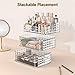 Rosoenvi Makeup Organizer for Vanity, Stackable Cosmetics Organizer and Storage, Cosmetic Display Cases with 2 Drawers and 1 Tray for Makeup Brush, Hair Accessories, Lipstick and Jewelry, Clear
