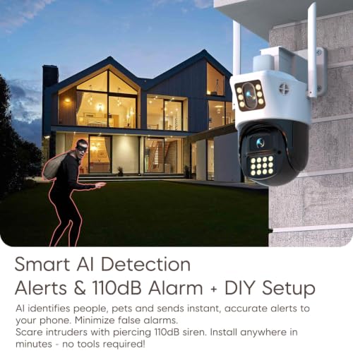 Image of VSTARCAM Dual Lens Outdoor Security Camera, 2K UHD WiFi Camera for Home Security with Auto Tracking & Fixed View, Full Color Night Vision, PIR Motion Detection, 2-Way Audio, IP66, SD /Cloud Storage