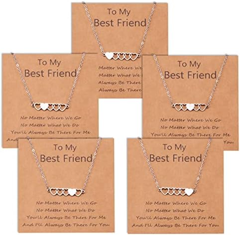 CheersLife 2/3/4/5/6 Pcs Friendship Necklaces Best Friend BFF Long Distance Matching Heart Necklace Jewelry Gift for Women Girls Boys Daughters Sisters Birthday