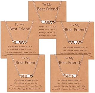 CheersLife 2/3/4/5/6 Pcs Friendship Necklaces Best Friend BFF Long Distance Matching Heart Necklace Jewelry Gift for Women Girls Boys Daughters Sisters Birthday