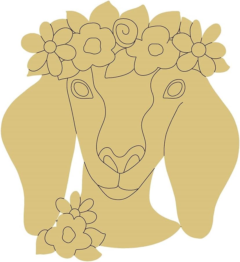Goat Design by Lines Cutout Unfinished Wood Goat Farm Theme Kids Nursery Home Décor Door Hanger MDF Shape Canvas Style 7 Art 2 (18)