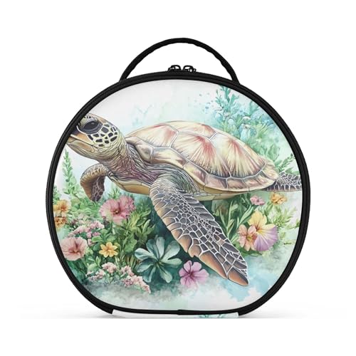Takiito Turtle in The Sea Travel Makeup Case Portable Makeup Box Artist Cosmetic Case Organizer With Adjustable Dividers