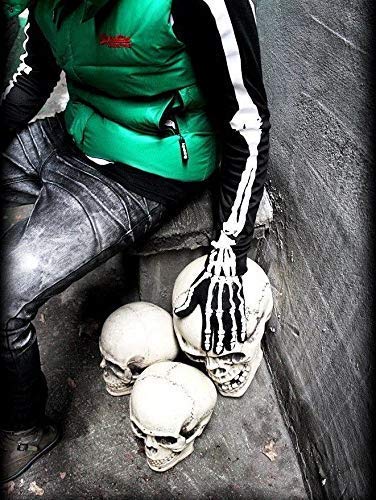 Guanti scheletro ossa nero bianco unisex uomo