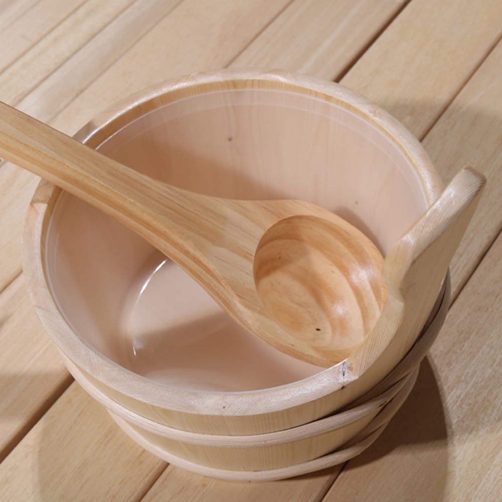 Sauna-Holzeimer, 4 l, Spa-Badeimer, Naturkiefer, Sauna-Eimer mit Griff für Dampfbad, Badzubehör für Saunen, Entspannungswerkzeug für Zuhause, Spa, Badezimmer