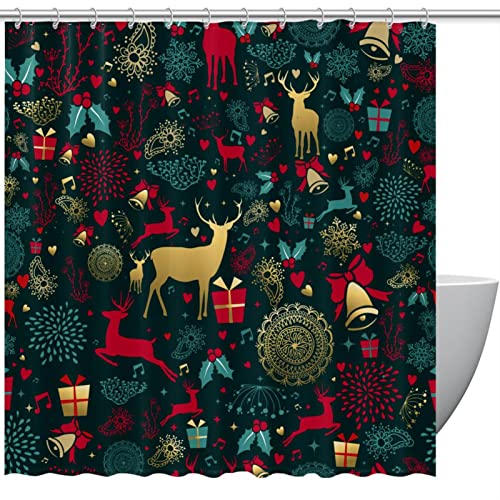 Rideau de douche élan de Noël et plage 72 x 72 cm en textile imperméable