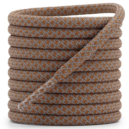 DELELE Round Reflective Shoe Laces: 39 Inch Light Brown Shoestrings